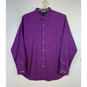 Tommy Bahama Shirt Mens Sz XL Long Sleeve Casual Purple Linen Blend Pocket Logo